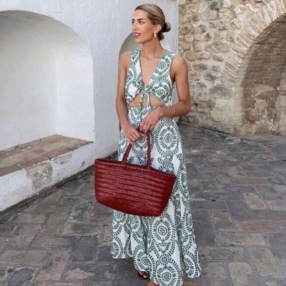 Zara Dresses & Skirts - ZARA Dress Small Maxi Boho Embroidered Long Dress Cut out Resort Vacation Cruise